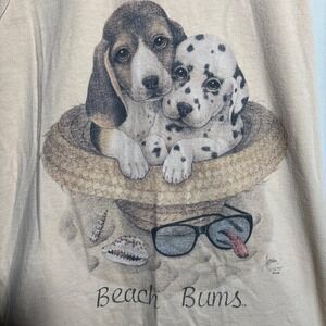 VTG Beach Bums Puppy Dogs Graphic Tank Top Coastal Grandma Core Retro Cotton L
